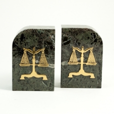 Green Marble Gold Plated "Legal" Bookends,