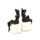 Woman Bookends, Bronzed on White Marble Base, 