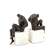 Man Bookends, Bronzed on White Marble Base,