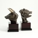 Stock Market, Bronzed Metal on Wood Bookends,