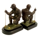 Golfer Measuring on Wood Bookends,