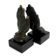 Hands, Bronzed Metal on Wood Bookends,