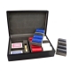 Card and Chips Set with 320, 8.8 grams Chips, Two Decks of Cards & Dice in a Black Leather Case